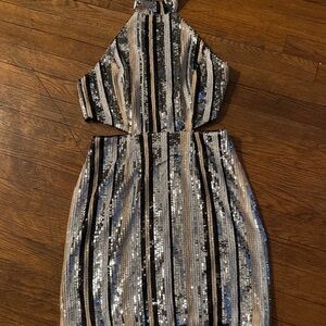 NBD Striped Sequin Dress